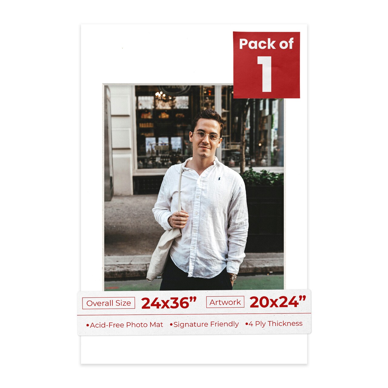 Textured White Mat Board for 24x36 Frames - Fits 20x24 Photos